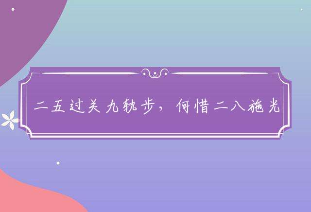 二五过关九轨步，何惜二八施光明打一最佳生肖词语，词语分析落实作解