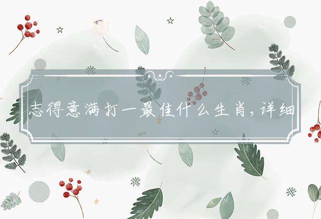 志得意满打一最佳什么生肖,详细词语解释