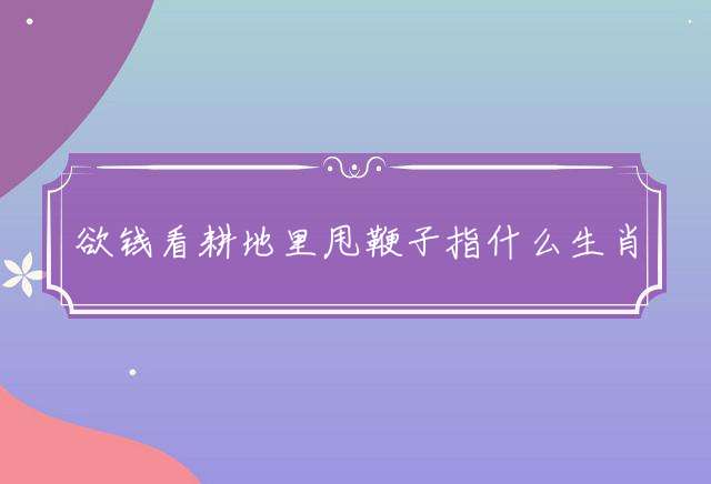 欲钱看耕地里甩鞭子指什么生肖，最佳释义解释